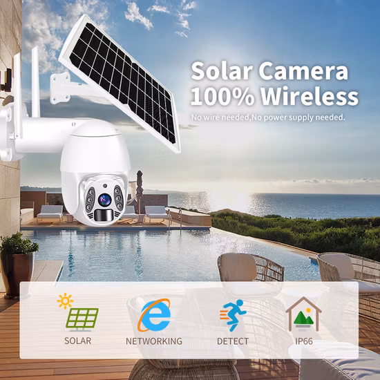 Tuya WiFi 4G ワイヤレス屋外太陽電池 PTZ 回転上下セキュリティ IP CCTV カメラ人間検出オーディオ SD カードクラウドストレージ